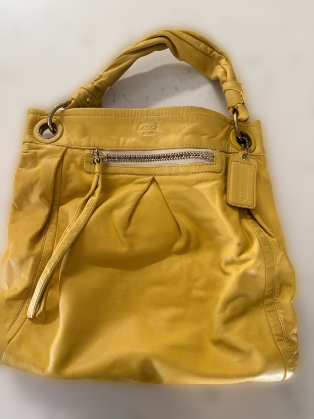 Coach Kristin Buttercup Yellow Leather Hobo Shoulder Bag